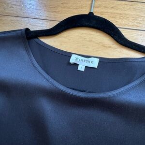 LILYSILK Black Satin Top